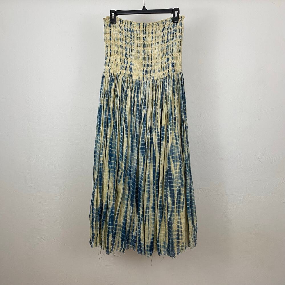Free People Ravenna Printed Convertible Maxi Skirt - Blue Jean Combo Tie Dye - L